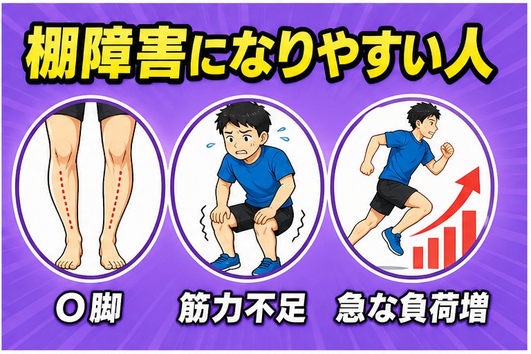 棚障害になりやすい人 O脚 筋力不足 イラスト