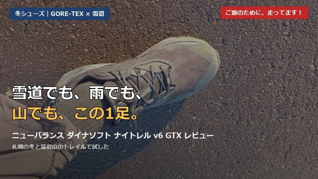 ダイナソフト ナイトレル v6 GTXで走る足元。雪道・雨・山で試したレビュー