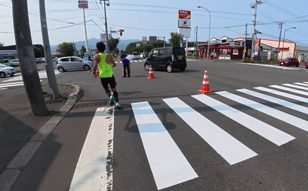 4km過ぎのカーブで石狩手稲通を抜ける
