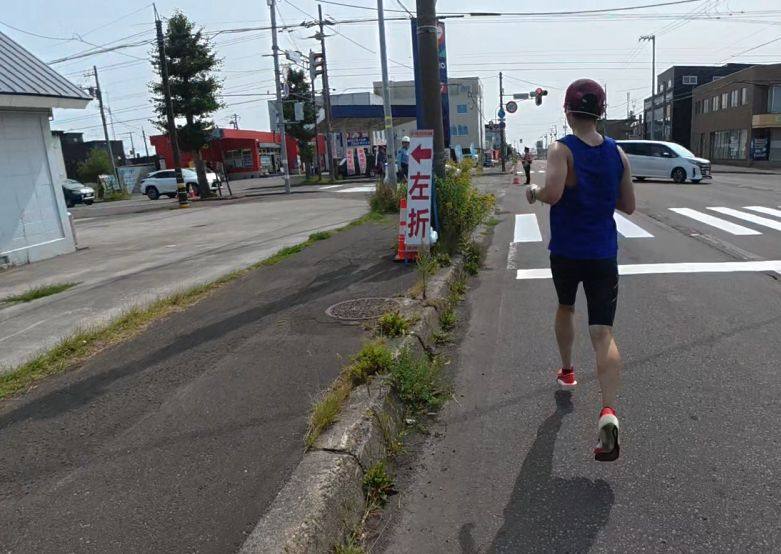 5km過ぎのカーブ